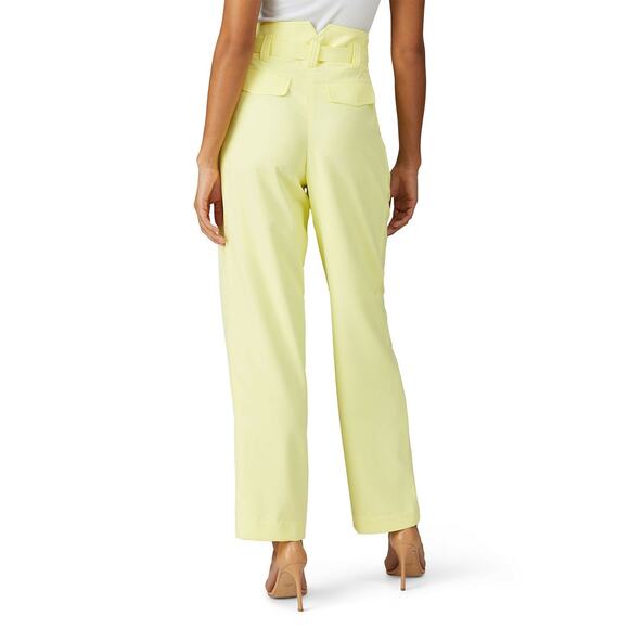 SIMON MILLER Butter Yellow Paper-Bag Waist Casual Galen Fitted Pants Size Large - Picture 2 of 16